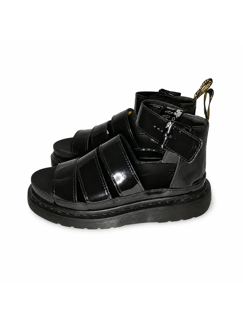 Dr. Martens Clarissa II Black Patent Platform Sandals Size 7 US
